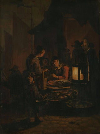 Egbert van der Poel - Fish market at night.webp