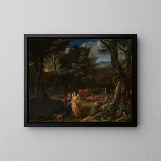 Eglon van der Neer - Tobias mit dem Engel in Waldlandschaft.webp