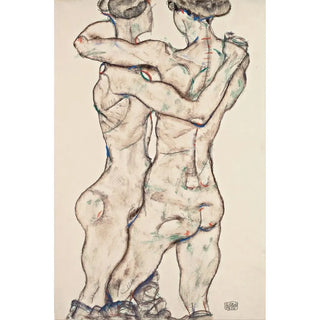 Dziewczyny nagie całujące się - Egon Schiele — widok dzieła