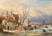zimowego widoku miasta Dordrecht - Elias Pieter van Bommel — widok dzieła