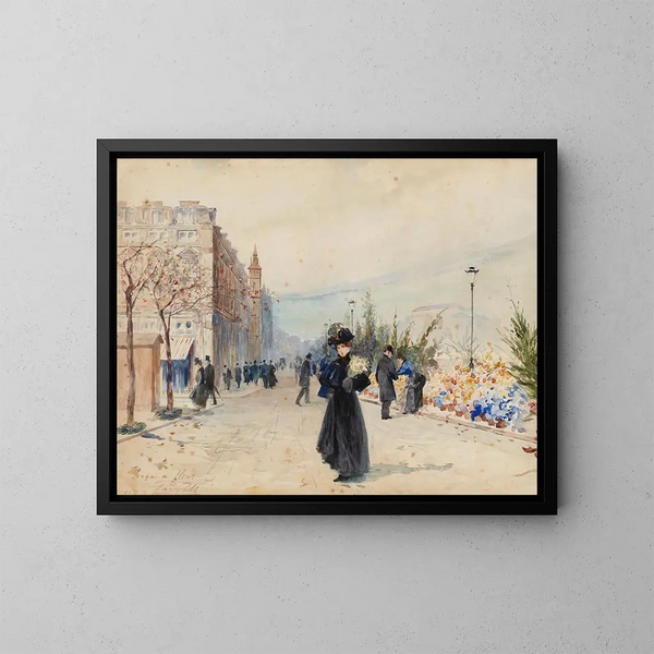 Le Quai aux fleurs, 4e arrondissement - Élie Anatole Pavil — oprawiony obraz na ścianie