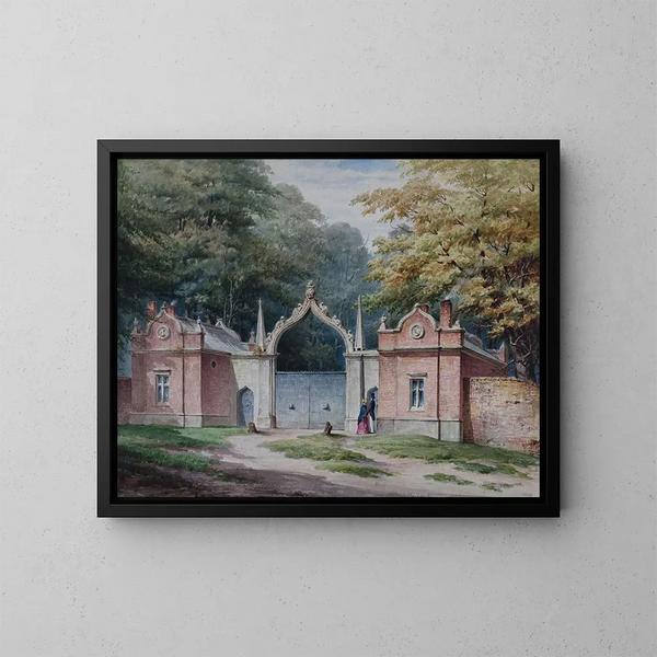 Wejście do drzwi pawilonu w Aston Hall - Elijah Walton — oprawiony obraz na ścianie