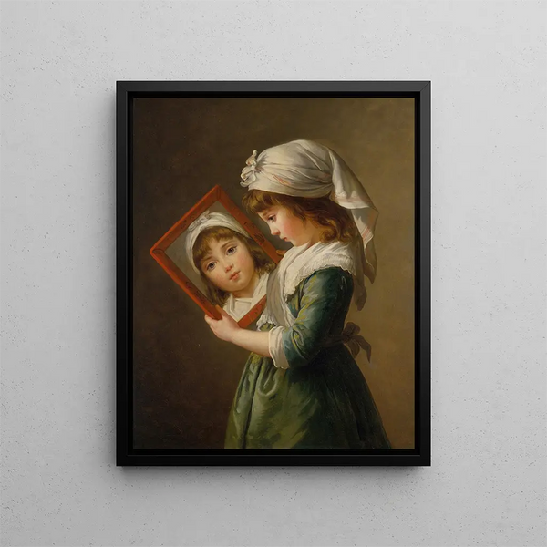 Julie Le Brun patrząca w lustro - Elisabeth Louise Vigée Le Brun — oprawiony obraz na ścianie