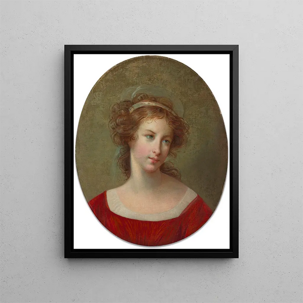 Portret kobiety w czerwonej sukni - Elisabeth Louise Vigée Le Brun — oprawiony obraz na ścianie