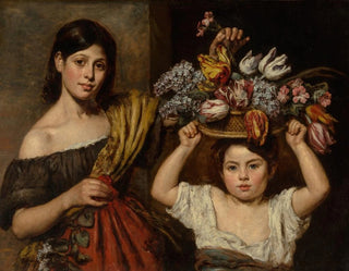 Elizabeth Emma Soyer - Two young children with a basket of flowers.webp