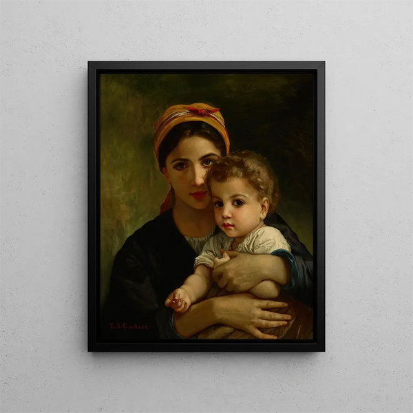 Kopia młodej dziewczyny i dziecka - Elizabeth Jane Gardner Bouguereau — oprawiony obraz na ścianie