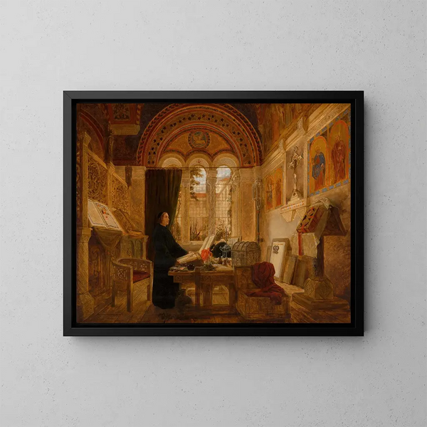 wnętrza klasztoru we Włoszech - Elmslie William Dallas — oprawiony obraz na ścianie