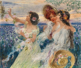 Emil Czech - Springtime three ladies before a field of lilies.webp