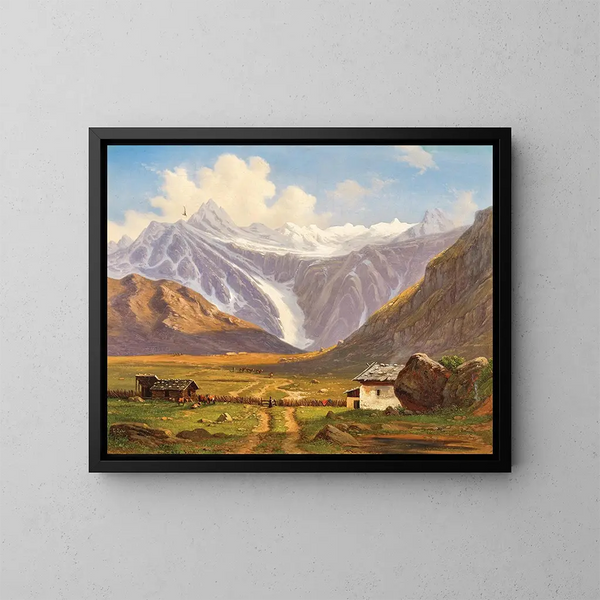 Un alpage avec un chalet alpin - Emil Ludwig Lühr — oprawiony obraz na ścianie