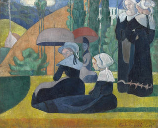 Kobiety bretońskie z parasolami - Émile Bernard — widok dzieła