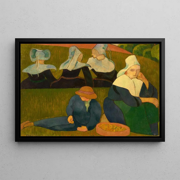 Bretonnerie Bretonnes dans une prairie - Émile Bernard — oprawiony obraz na ścianie