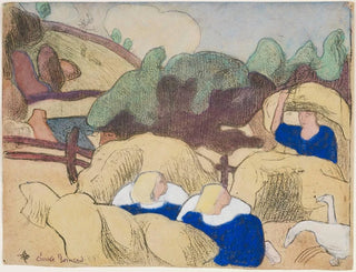 Emile Bernard - Femmes faisant les foins Women Making Haystacks.webp