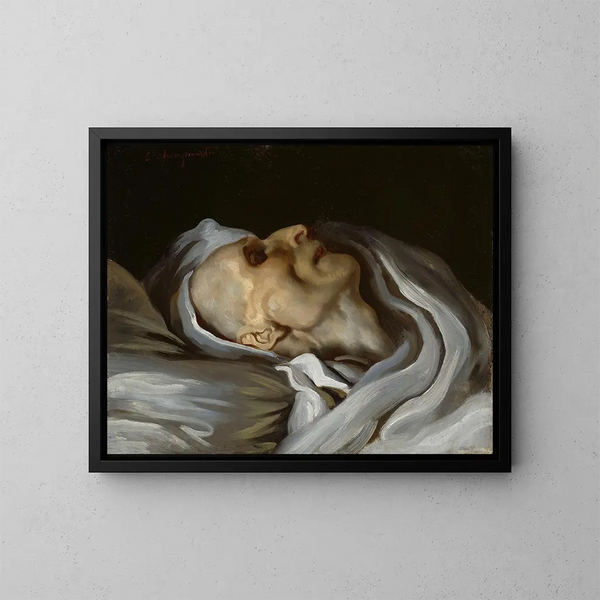 Théodore Géricault na łóżku śmierci - Émile Champmartin — oprawiony obraz na ścianie