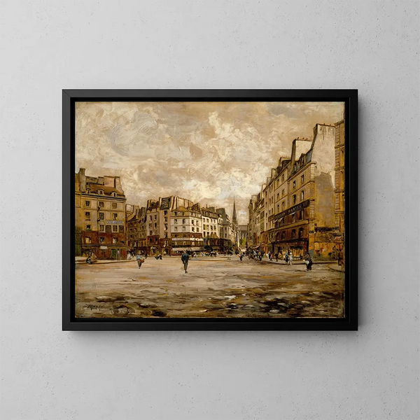 La place Maubert - Emmanuel Lansyer — oprawiony obraz na ścianie