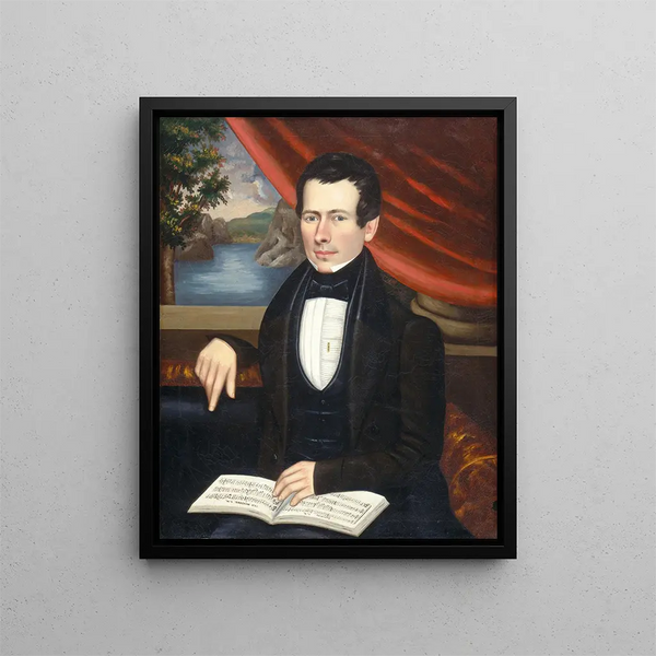 Człowiek z książką melodii, być może M. Cook - Erastus Salisbury Field — oprawiony obraz na ścianie