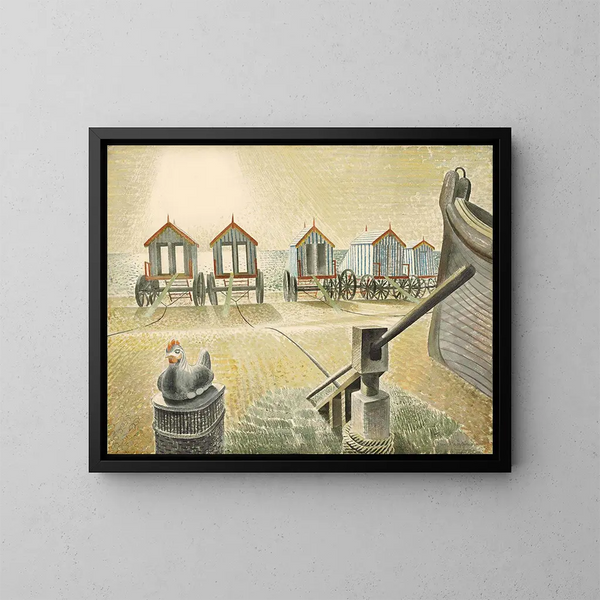 Maszyny do kąpieli w Aldeburgh - Eric Ravilious — oprawiony obraz na ścianie