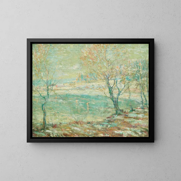 Inwood na Hudson pod śniegiem - Ernest Lawson — oprawiony obraz na ścianie