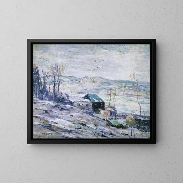 Dzień wietrznej sprzedaży nad rzeką Bronx - Ernest Lawson — oprawiony obraz na ścianie