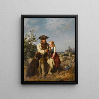 Le vieux berger et la petite-fille - Ernst Bosch — oprawiony obraz na ścianie