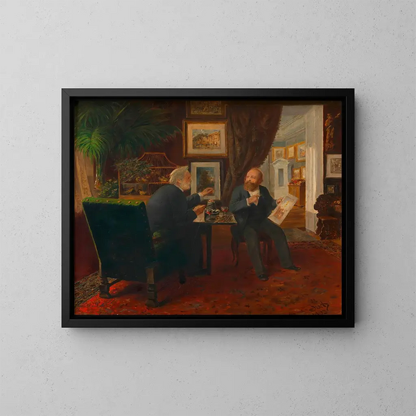 Ludwig Anzengruber podczas wizyty u Rudolfa von Alta - Ernst Juch — oprawiony obraz na ścianie