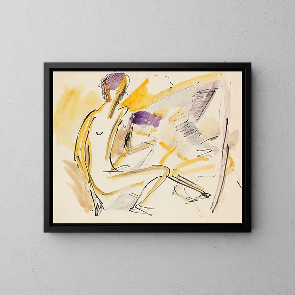 Akt siedzący i leżący na plaży - Ernst Ludwig Kirchner — oprawiony obraz na ścianie