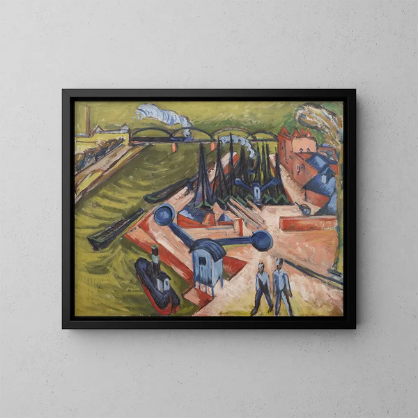 zachodniego portu we Frankfurcie nad Menem - Ernst Ludwig Kirchner — oprawiony obraz na ścianie