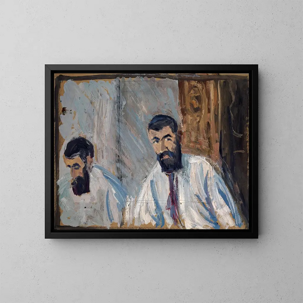 Podwójny portret mężczyzny z brodą w białej koszuli - Ernst Schiess — oprawiony obraz na ścianie