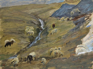 Troupeau de moutons sur un alpage - Ernst Schiess — widok dzieła