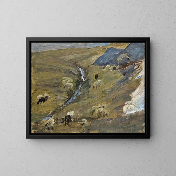 Troupeau de moutons sur un alpage - Ernst Schiess — oprawiony obraz na ścianie
