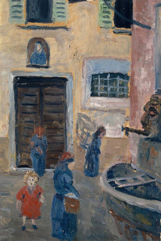 Ernst Schiess - Grasende Ziegen vor schmalem Meeresarm und fernem Hgelzug.webp