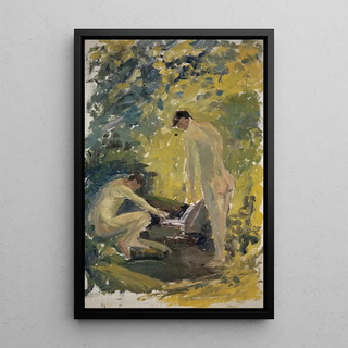 Ernst Schiess - Seated Boy with Strawhat at the Beach.webp