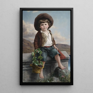 Ernst Schmitz - Bildnis eines Bauernjungen mit einem Traubenkorb auf einer Brstung.webp