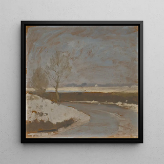 Étude de paysage d'hiver avec une rivière - Karol Pongrcz