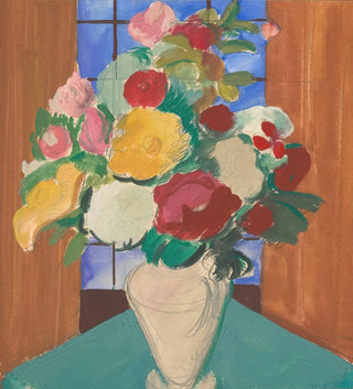 Étude pour la peinture Motif espagnol Nature morte fleurie au dos - Cyprin Majernik