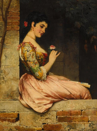 Jedna róża - Eugen von Blaas — widok dzieła