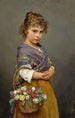 Młoda dziewczyna z koszem kwiatów - Eugen von Blaas — widok dzieła