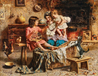 Przyjaciel z piórami - Eugenio Zampighi — widok dzieła