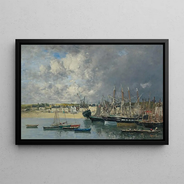 Bateaux ancrés dans le port de Portrieux - Eugène Boudin — oprawiony obraz na ścianie