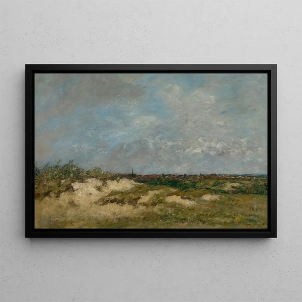 Berck, wydmy podczas sztormu - Eugène Boudin — oprawiony obraz na ścianie