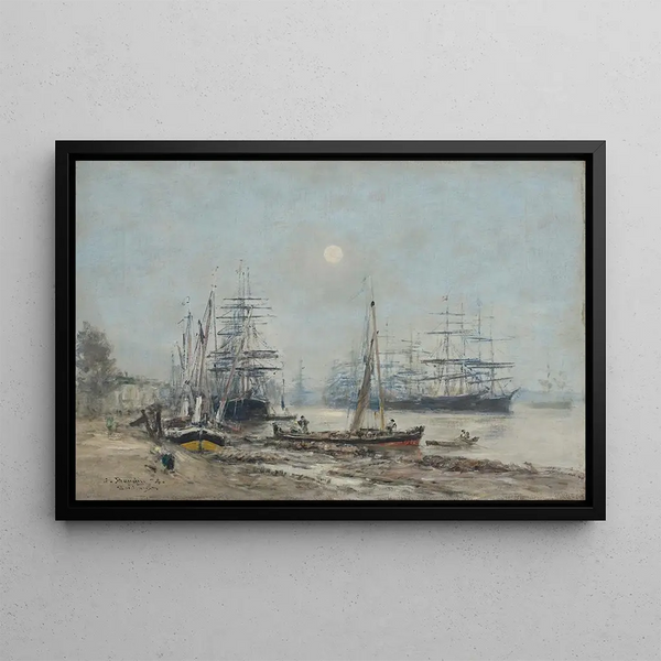 Bordeaux Trzy-maszt w porcie - Eugène Boudin — oprawiony obraz na ścianie