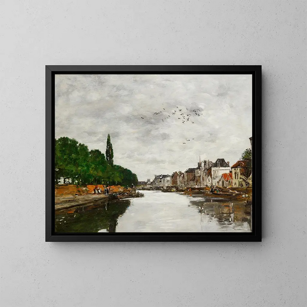Kanał w okolicach Brukseli - Eugène Boudin — oprawiony obraz na ścianie
