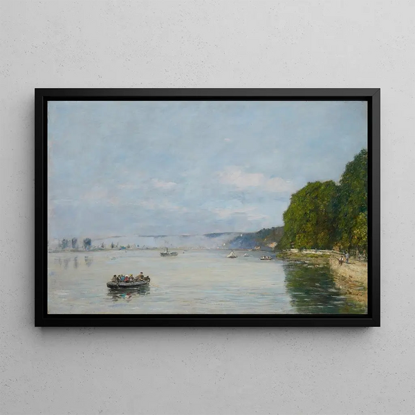Caudebec-en-Caux, Statki na Sekwanie - Eugène Boudin — oprawiony obraz na ścianie