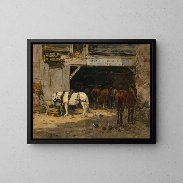 Cour et curie d'un loueur - Eugène Boudin — oprawiony obraz na ścianie