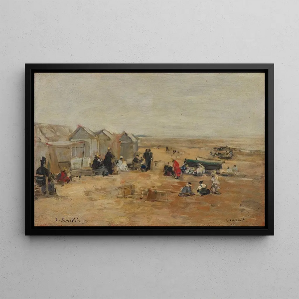 Deauville Scena plaży - Eugène Boudin — oprawiony obraz na ścianie