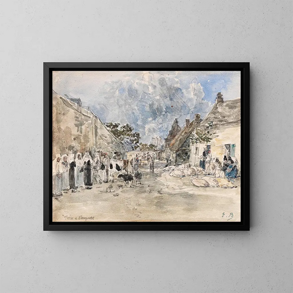 Targi w Plougastel - Eugène Boudin — oprawiony obraz na ścianie