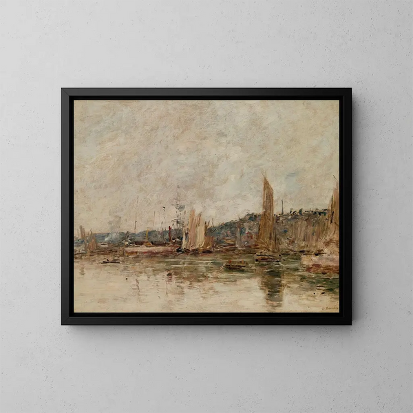 Honfleur, port rano - Eugène Boudin — oprawiony obraz na ścianie