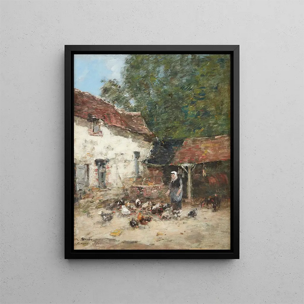 La Provende des Poules - Eugène Boudin — oprawiony obraz na ścianie
