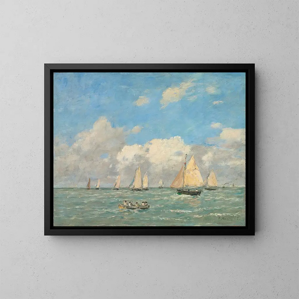 La Sortie des barques à Trouville - Eugène Boudin — oprawiony obraz na ścianie