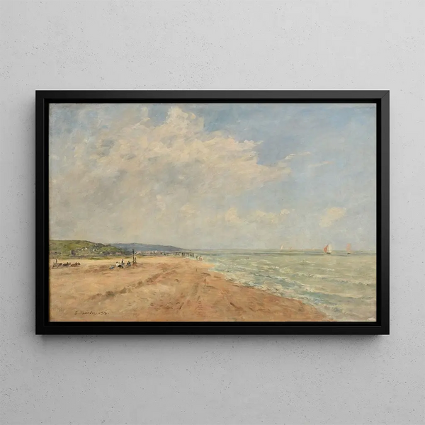 Wzrastająca fala, zatoka Saint-Valery - Eugène Boudin — oprawiony obraz na ścianie