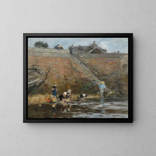 Laveuses au bord d'une rivière - Eugène Boudin — oprawiony obraz na ścianie